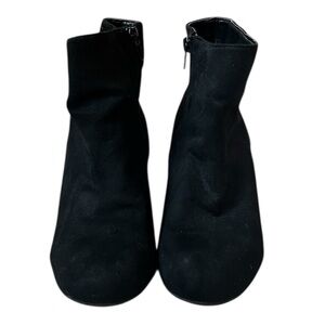 Call It Spring Women’s Black Vegan Suede Chunky Heel Ankle Booties- Size 7.5